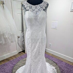 Lace corset back sheath wedding dress size 12